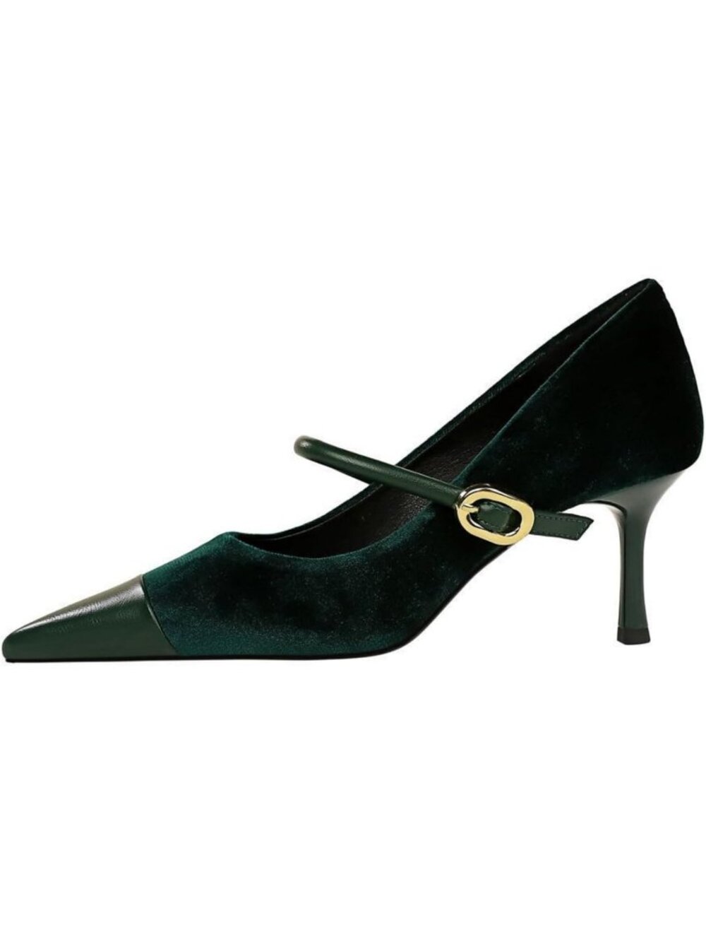 Women's Green Pointed Toe Heels Pumps Slip On Single Strap Wedding Evening Shoes - Picture 2 of 5